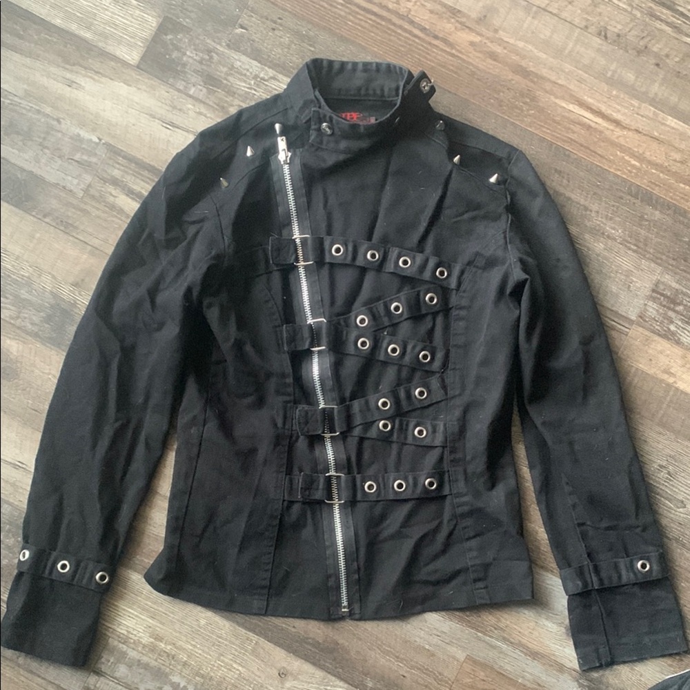 Tripp Black Buckle Jacket with Silver Accents